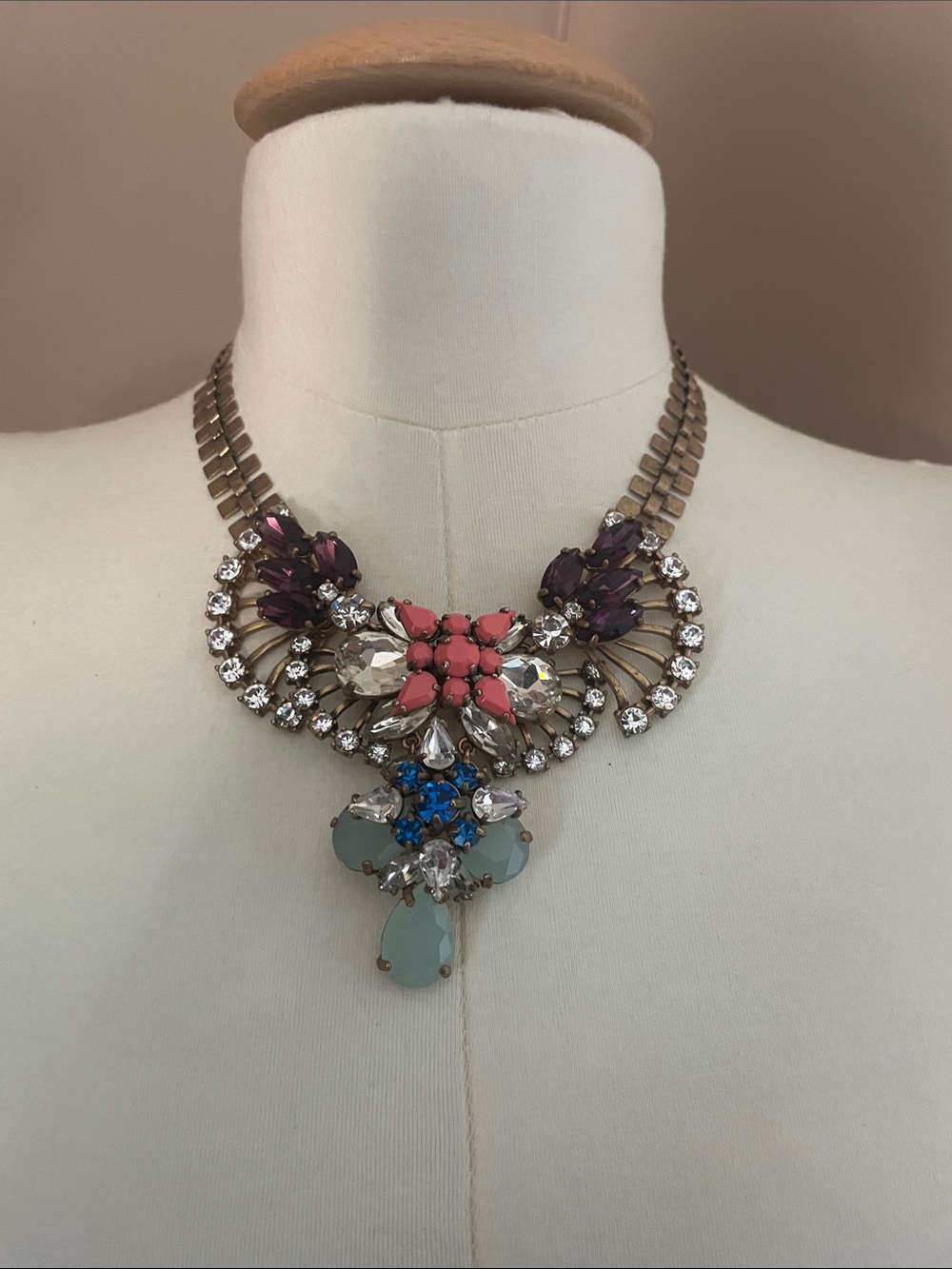 J Crew Statement Multicolor Crystal Bib Necklace -